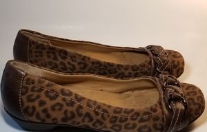 Softspots Posie Brown Leopard Animal Print Braided Toe Shoes Loafers Size 6M
